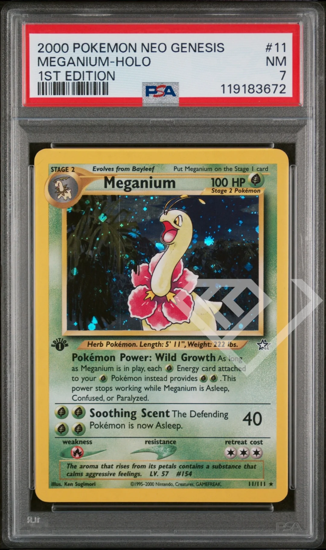 Meganium 11/111 Holo - Neo Genesis 1st Edition PSA 7 English