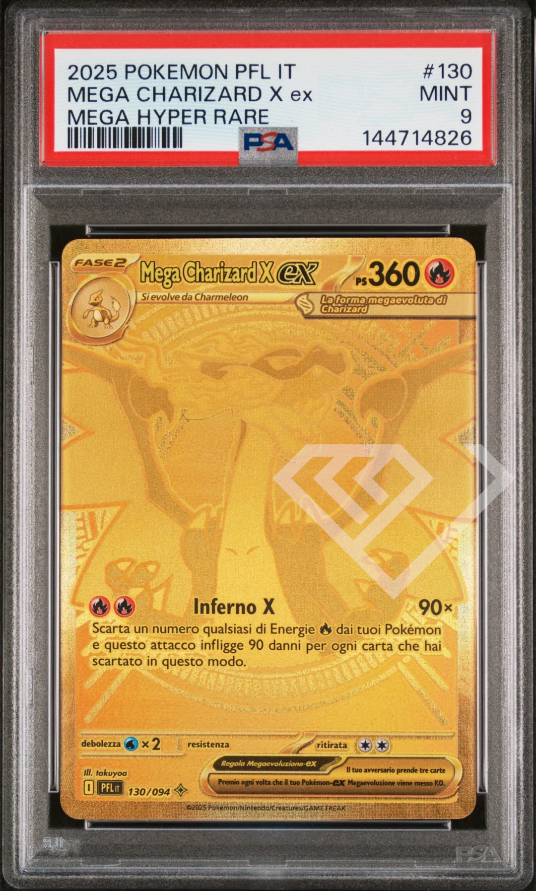 Mega Charizard X ex 130/094 Gold - PFL Phantasmal Flame PSA 9 Italian