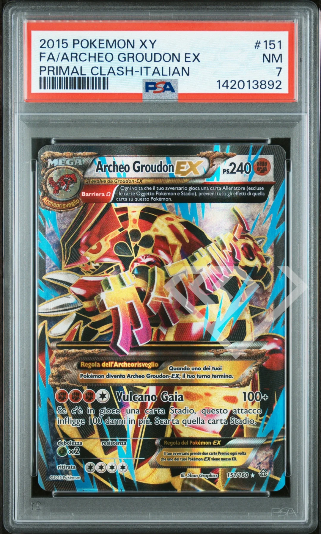 Primal Groudon 151/160 - Primal Clash PSA 7 Italian